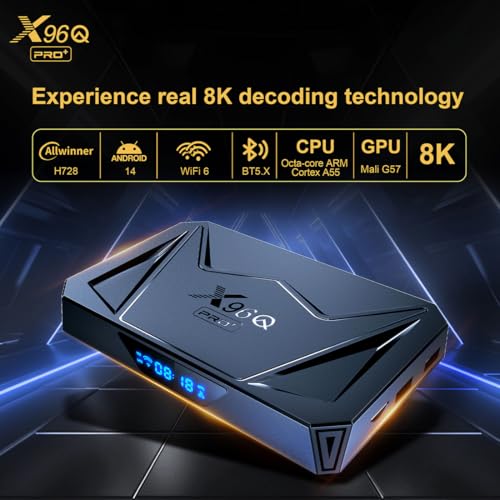 LEFFOT X96QPro+ Boîtier Android TV 4K Ultra HD HDR10+ | 4GB RAM + 64GB ROM | WiFi 6 & 5G, Ethernet 1000M, Processeur All