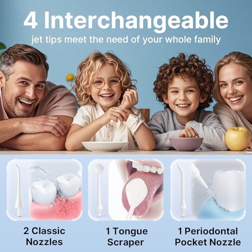 TUREWELL 4 Pièces de Buses de Rechange pour Hydropulseur Dentaire (TH2C3), Accessoires de Nettoyage Buccal, Compatible 1