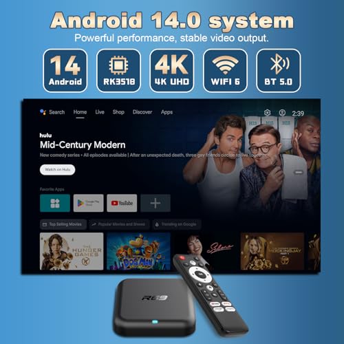 Android TV Box 4K UHD avec Wi-Fi |4/5.0GHz et Bluetooth 5.0, R69 Box 2GB RAM 32GB ROM pour Famille, Box TV Android 1|0 R