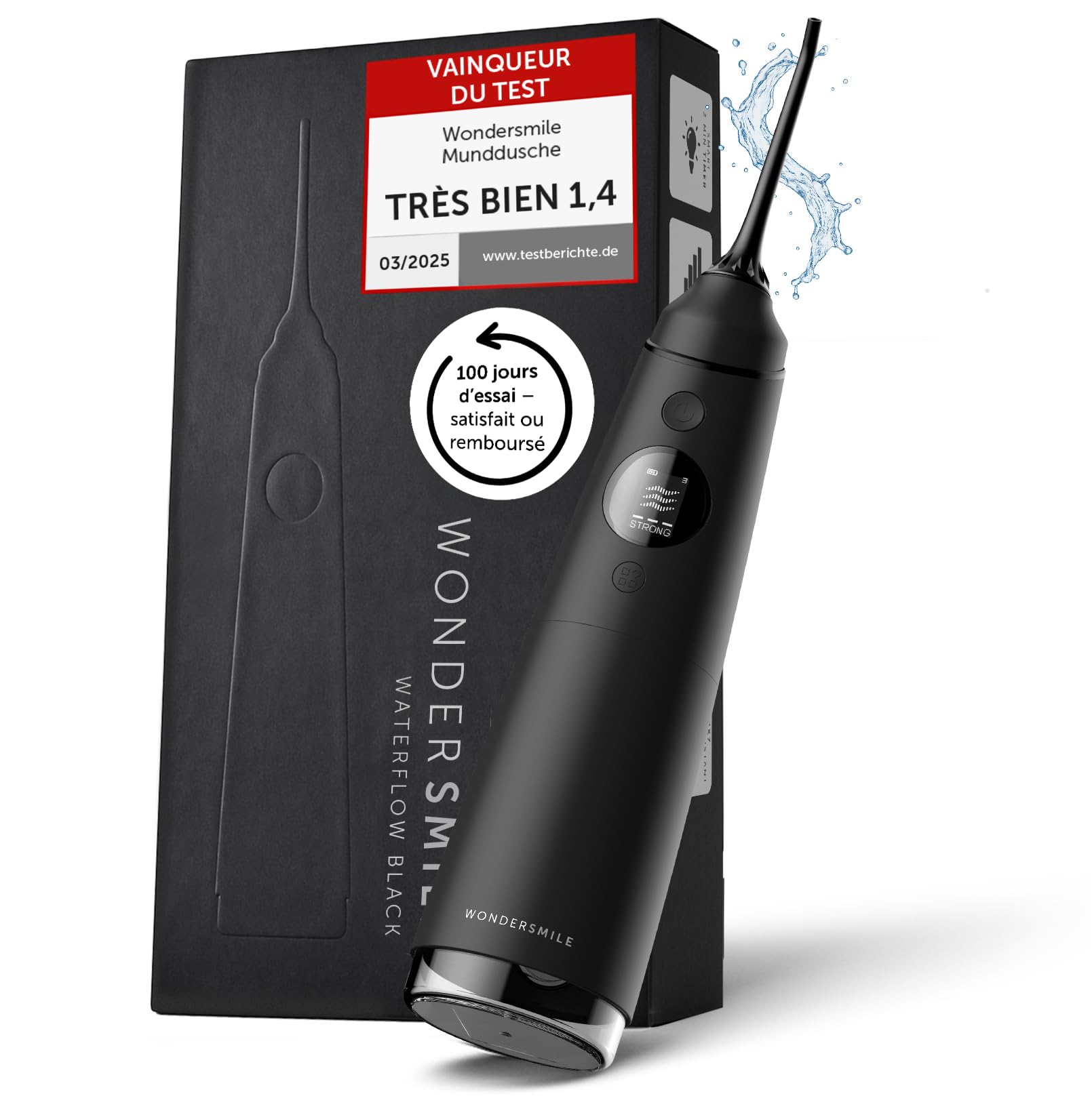 Wondersmile Hydropulseur PRO - 100 jours d'essai sans risque - Technologie SmoothFlow (Ultimate Black)