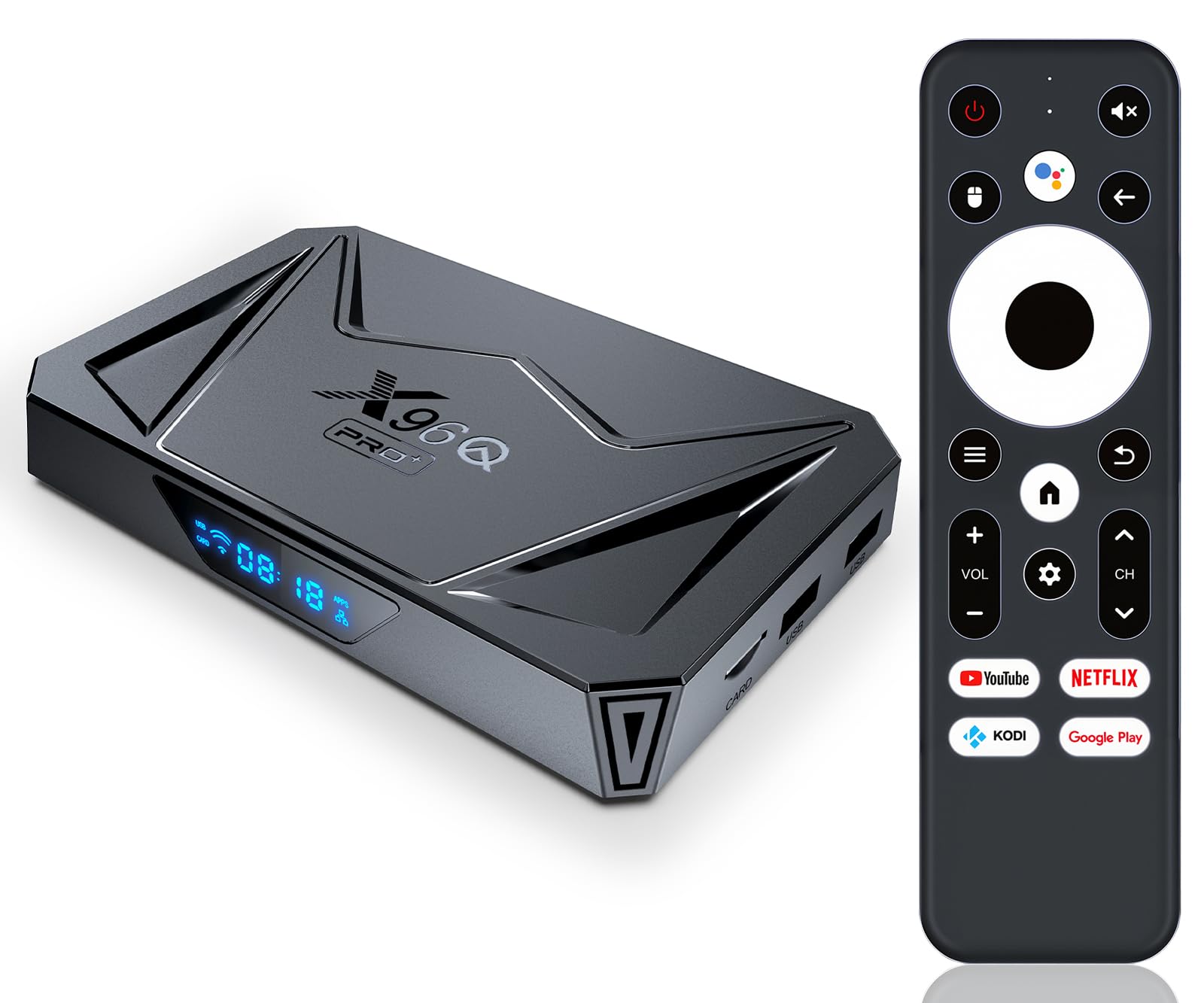 LEFFOT X96QPro+ Boîtier Android TV 4K Ultra HD HDR10+ | 4GB RAM + 64GB ROM | WiFi 6 & 5G, Ethernet 1000M, Processeur All